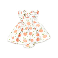 Thumbnail for Peaches Ruffle Cross Back Flare Organic Baby Dress and Bloomer