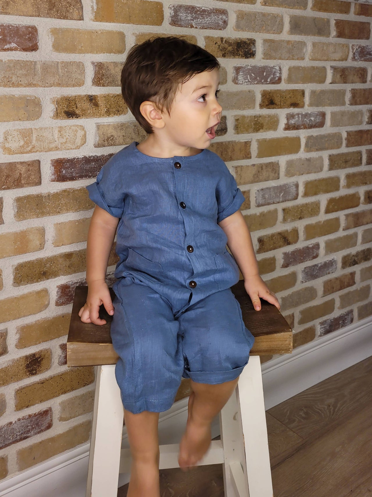 Baby Boys Linen Romper Jumpsuit