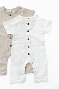 Thumbnail for Baby Boys Linen Romper Jumpsuit