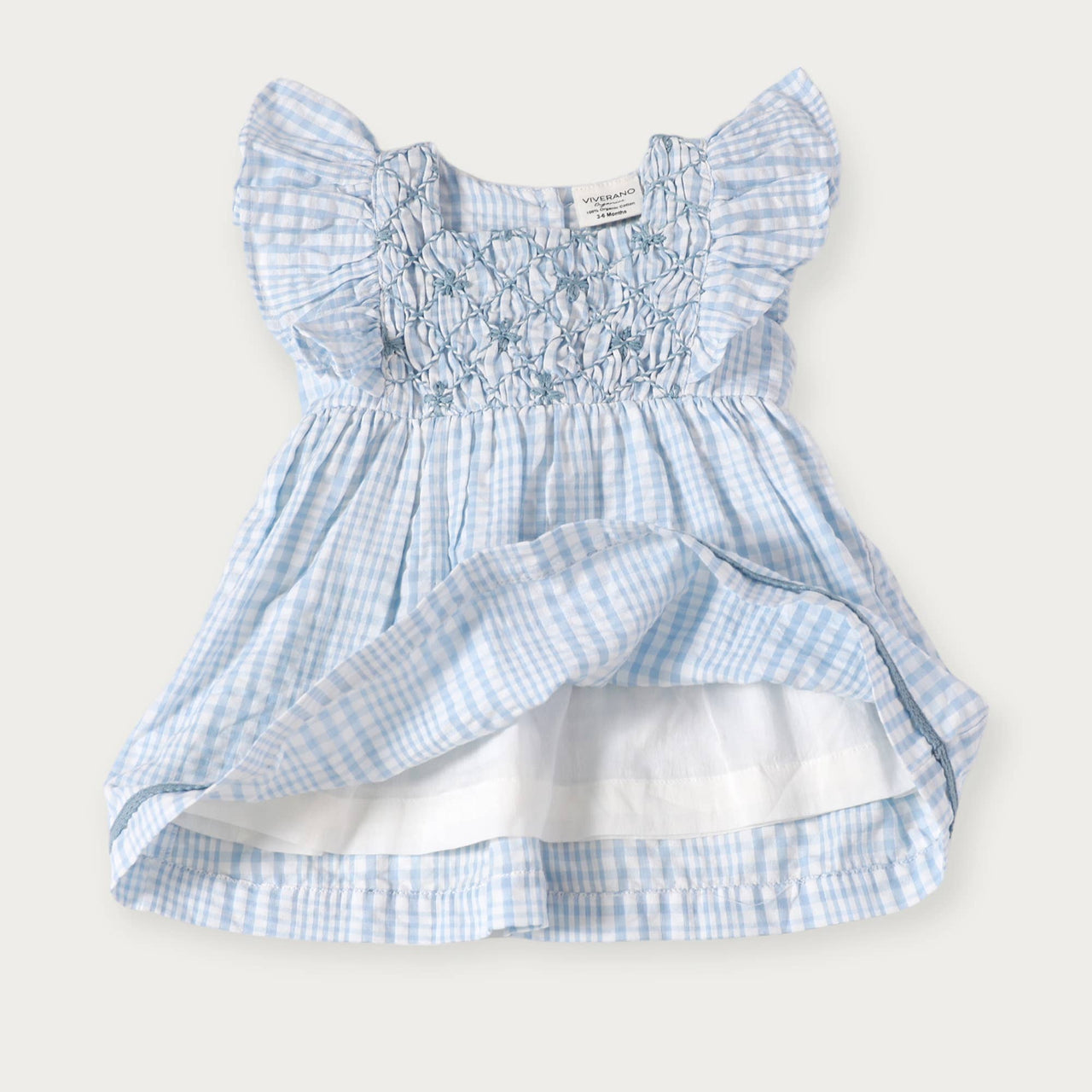 Anna Hand Smocked Seersucker Baby Dress+Bloomer (Organic)