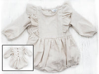 Thumbnail for Baby Girl Linen Romper Ruffled Sleeve Dressy