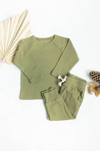 Thumbnail for Raglan lounge set 2 pieces ribbed organic cotton pjs