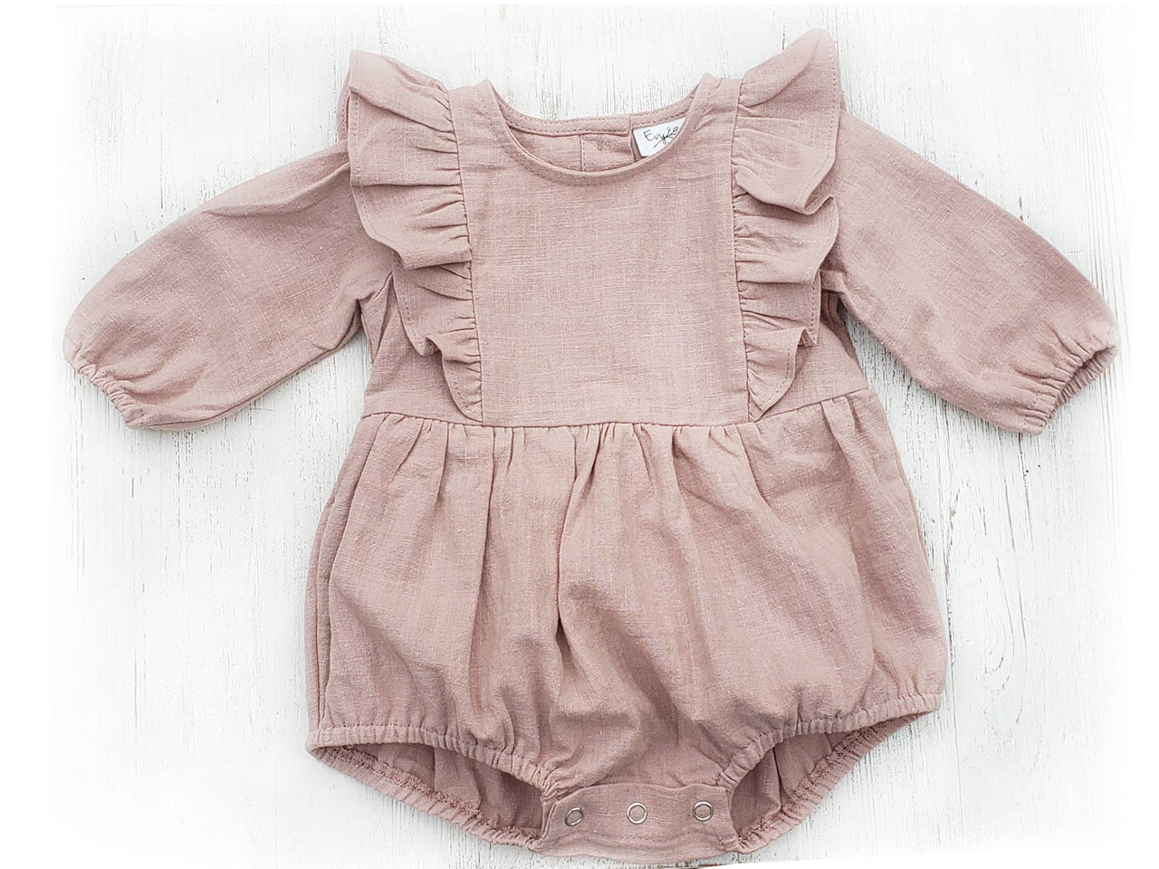 Baby Girl Linen Romper Ruffled Sleeve Dressy