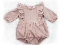 Thumbnail for Baby Girl Linen Romper Ruffled Sleeve Dressy