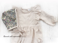 Thumbnail for Baby Girl Linen Romper Ruffled Sleeve Dressy