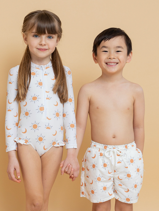 Sun and Moon Swimsuit and Rash Guard  