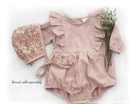 Thumbnail for Baby Girl Linen Romper Ruffled Sleeve Dressy