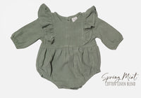 Thumbnail for Baby Girl Linen Romper Ruffled Sleeve Dressy