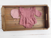 Thumbnail for Baby Girl Linen Romper Ruffled Sleeve Dressy