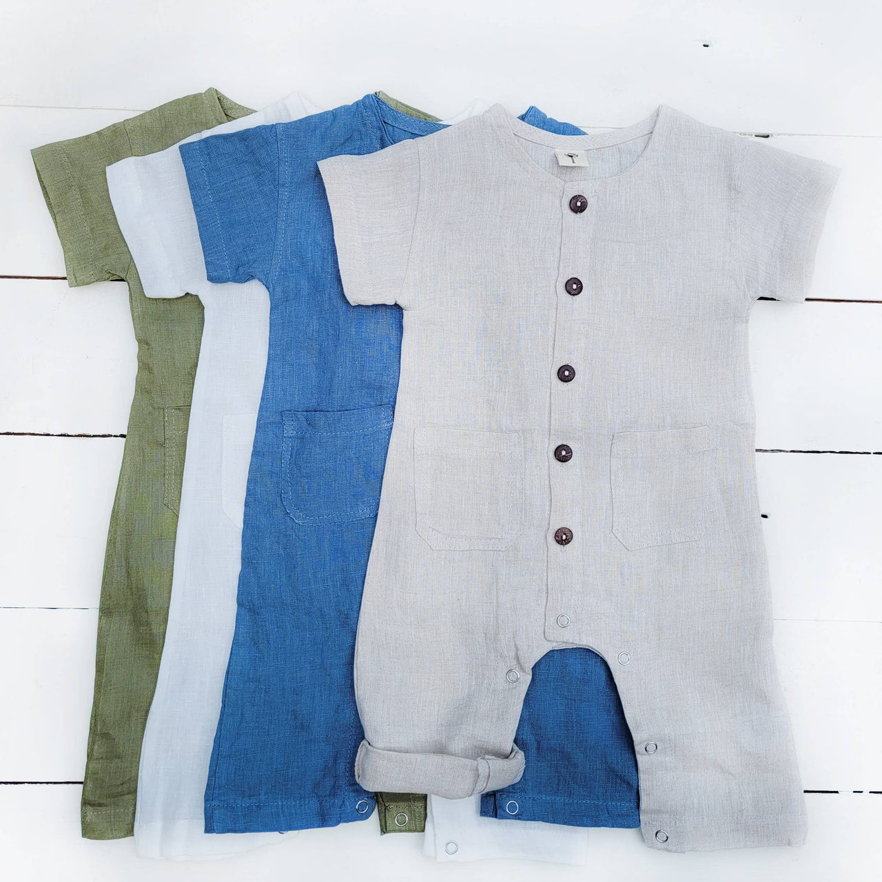 Baby Boys Linen Romper Jumpsuit